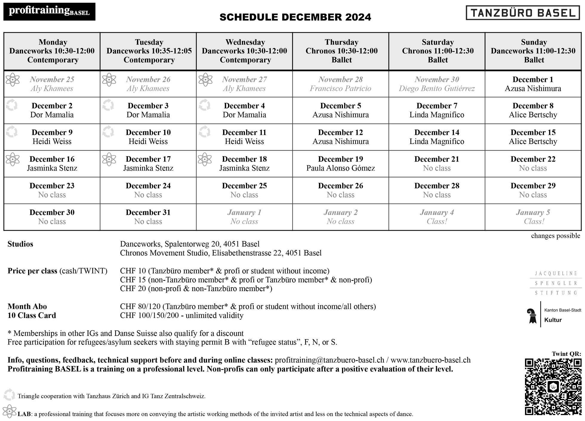 Profitraining Schedule