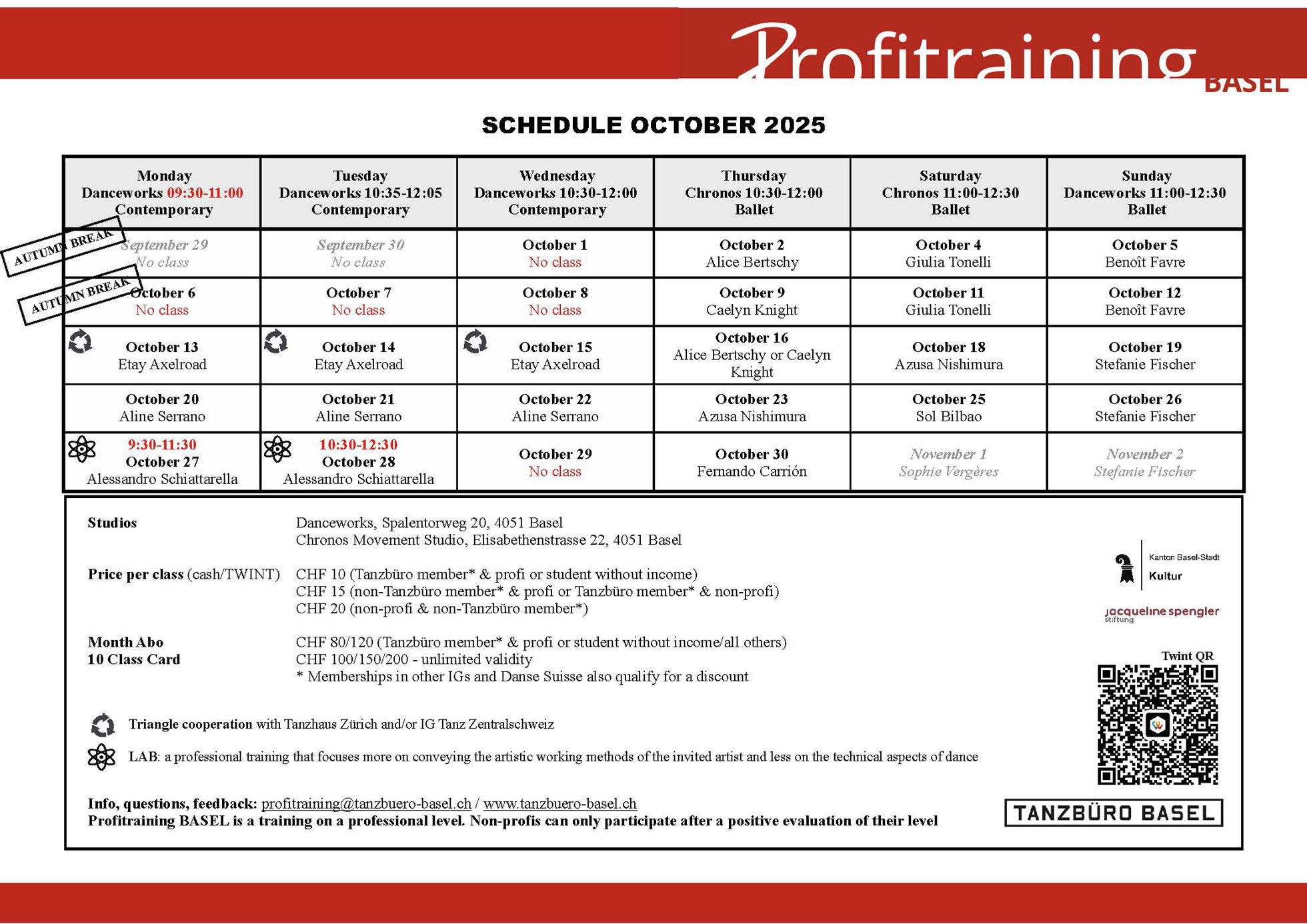 Profitraining Schedule