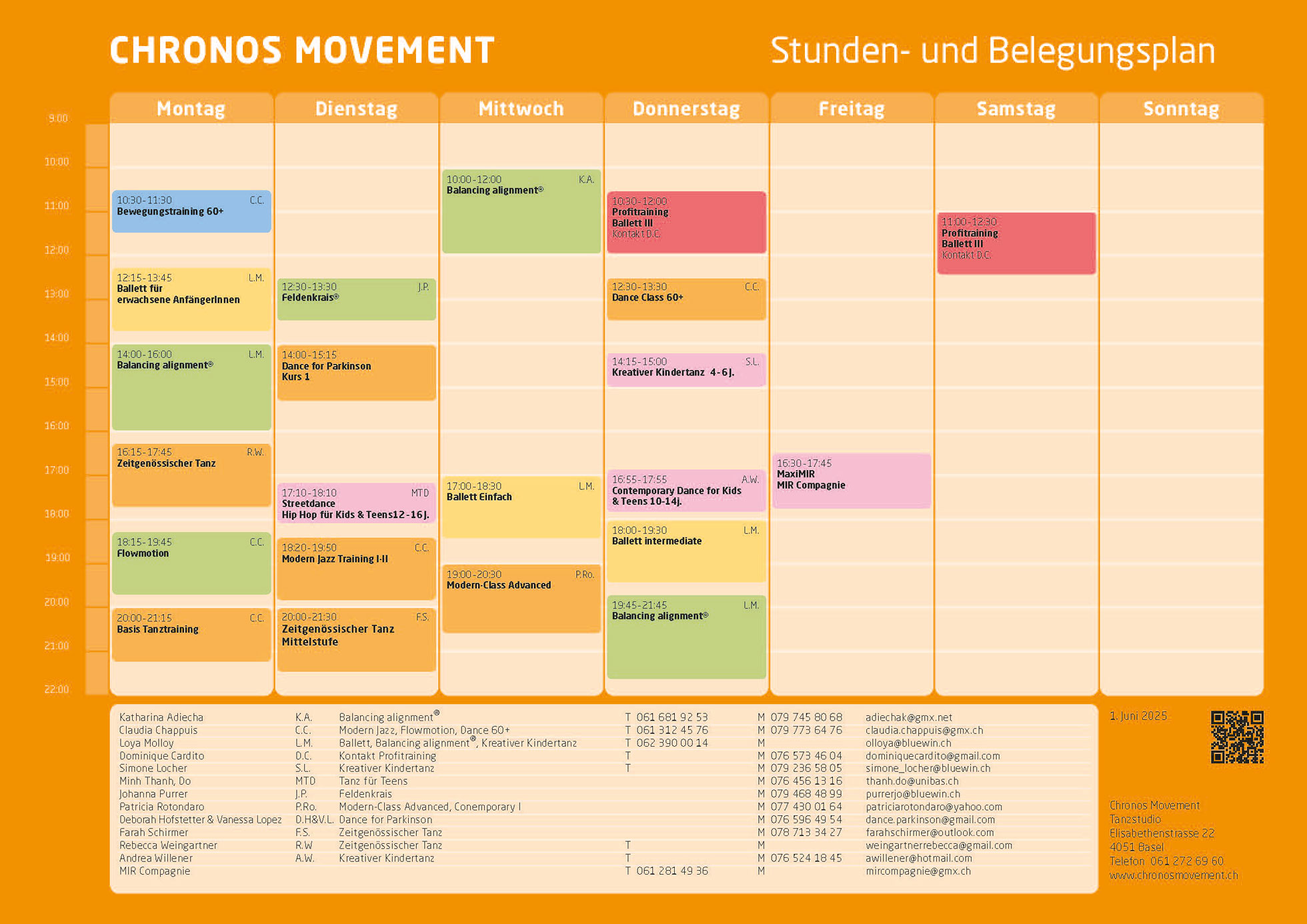 Stundenplan Chronos Movement